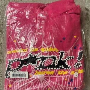 (S) pink sp5der hoodie